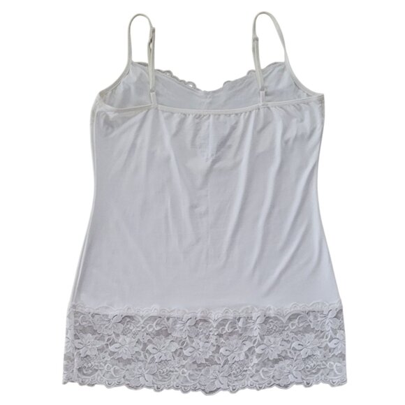 Y2K Whimsical 90s Ivory Floral Lace Coquette Dainty Long Camisole Size L - Picture 4 of 8